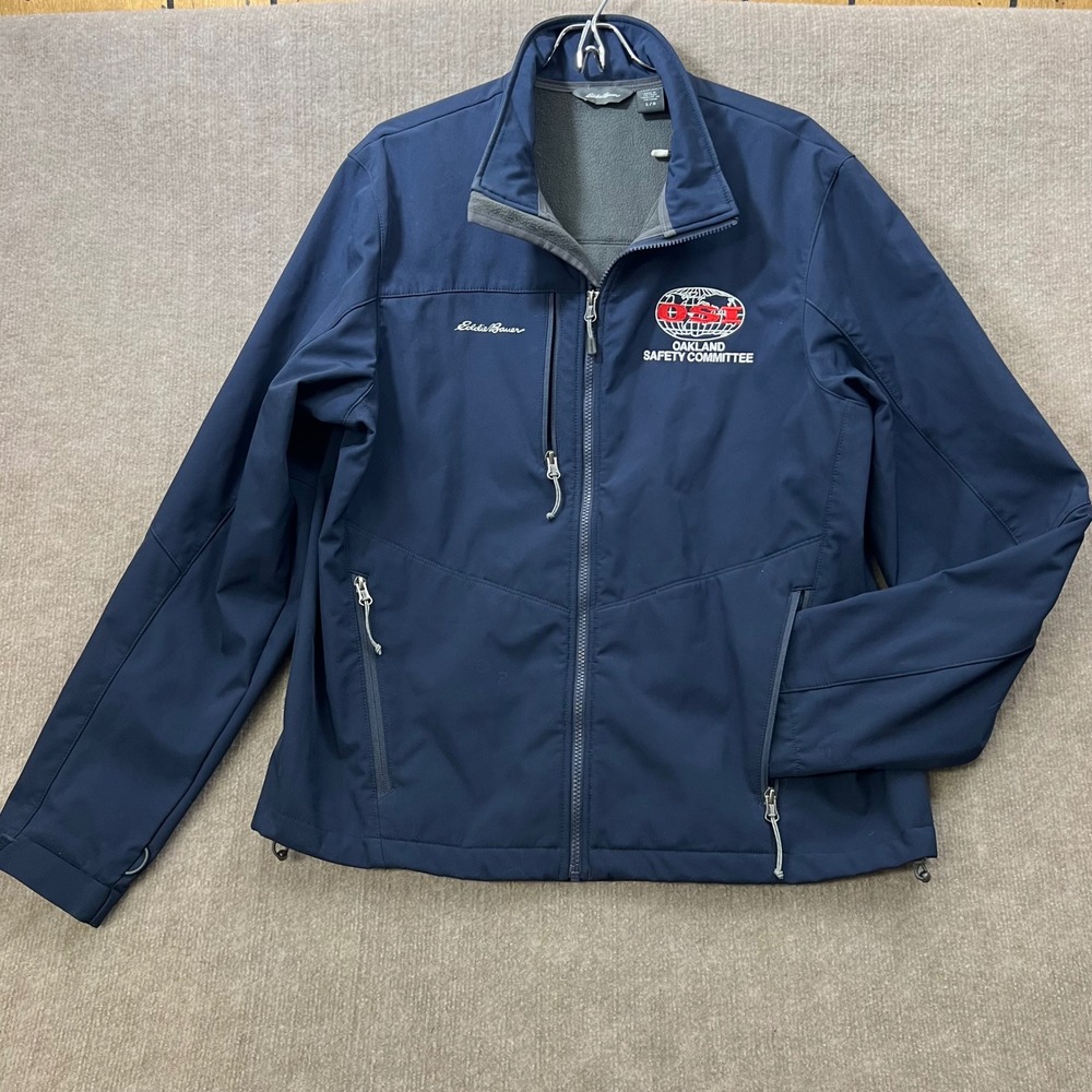 Eddie Bauer Mens Navy OSI Oakland Safety Committee Softshell Jacket L G